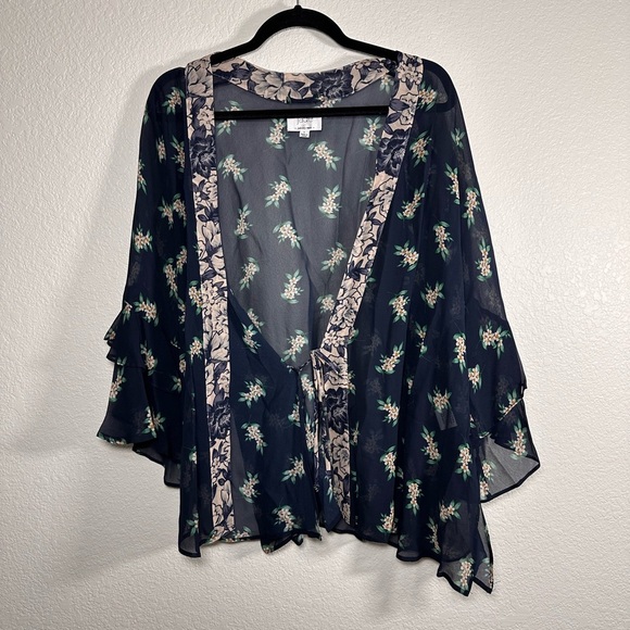 Johnny Was Floral Sheer Kimono Cardigan Large - Picture 1 of 6